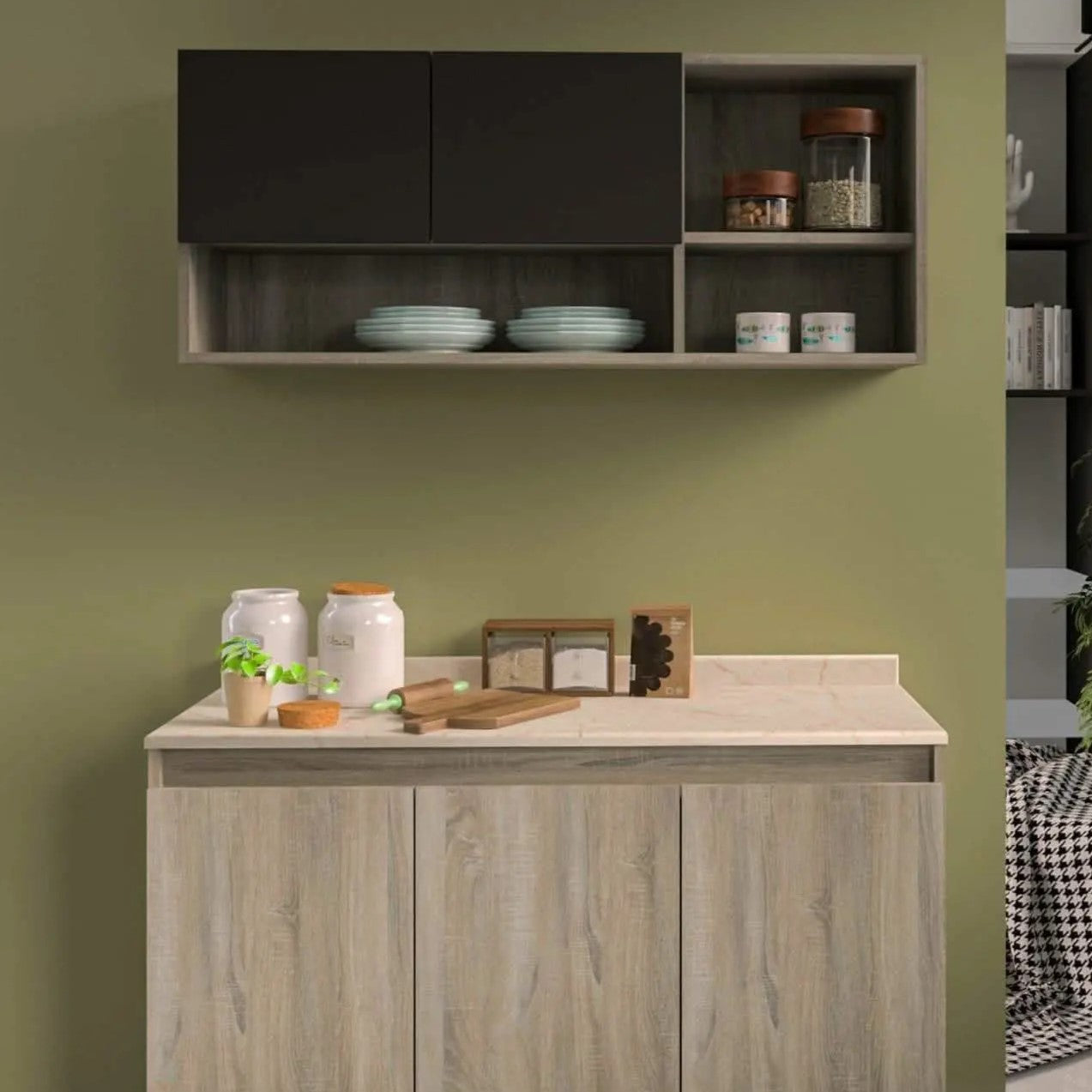 مطبخ خشب ام دي اف، قطعتين