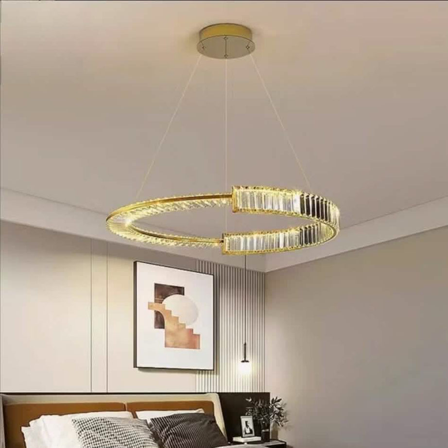 نجفة ستيل و كريستال، 60*75 سم - ذهبي