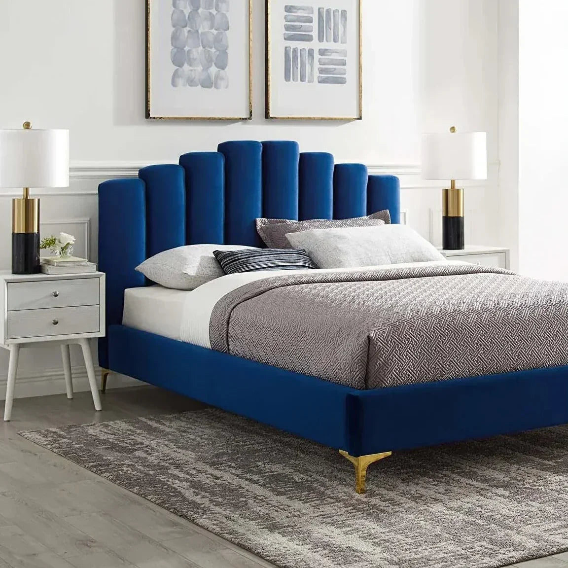 سرير كينج خشب ام دي اف و زان، 160*200*120 سم