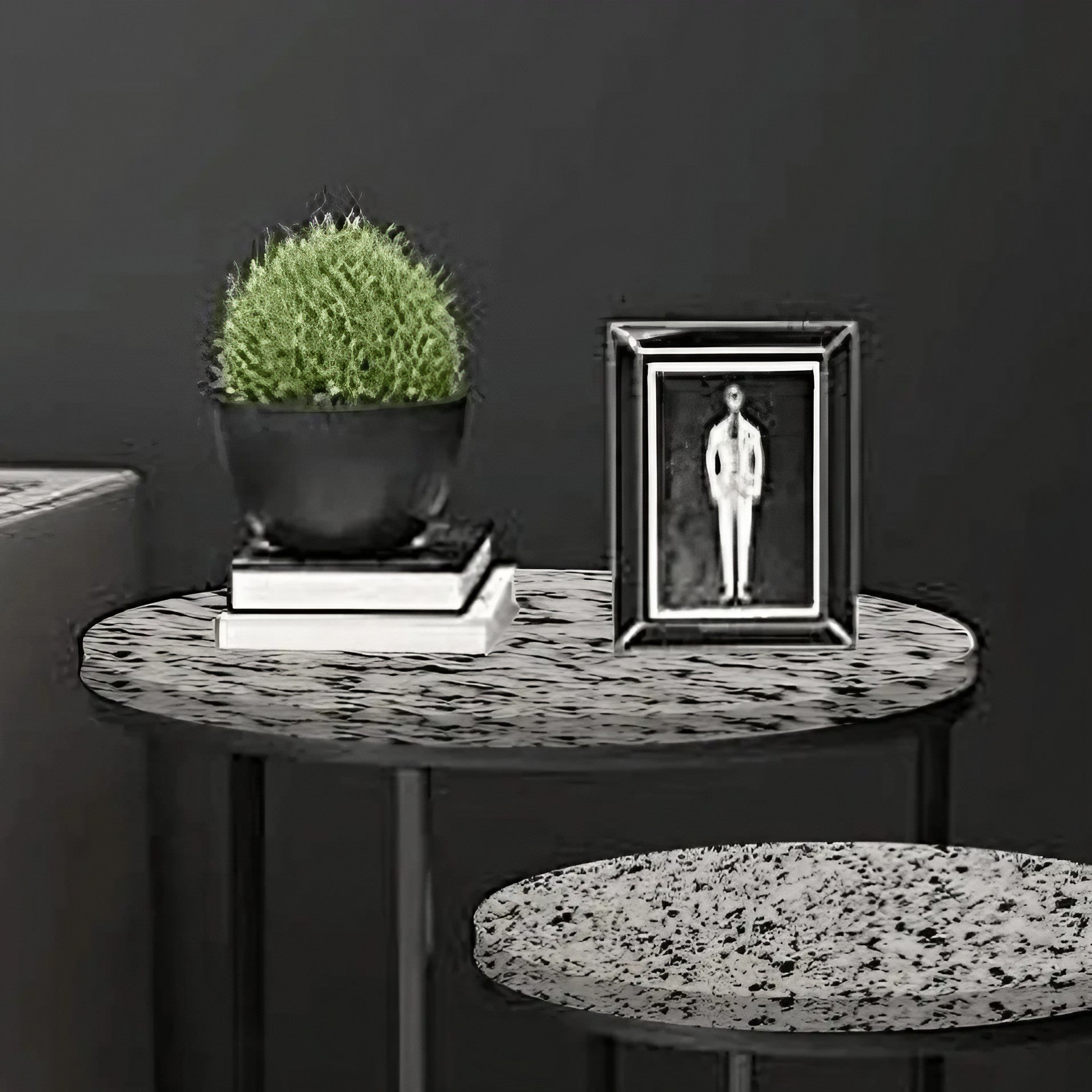 طقم ترابيزات جانبية متداخلة معدن بسطح جرانيت، قطعتين