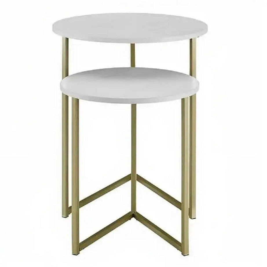 ترابيزة جانبية متداخلة معدن بسطح رخام، قطعتين