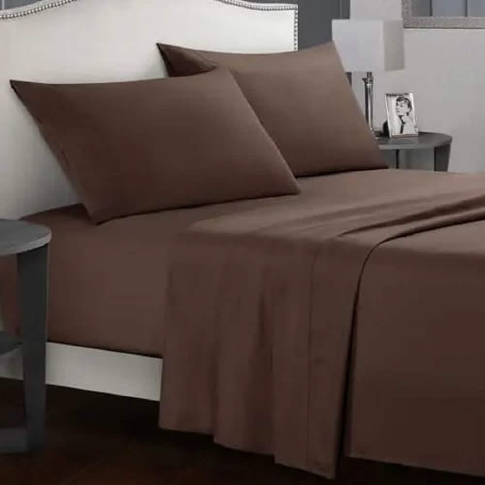 طقم ملاية سرير مايكروفايبر، 220*180 سم - بني