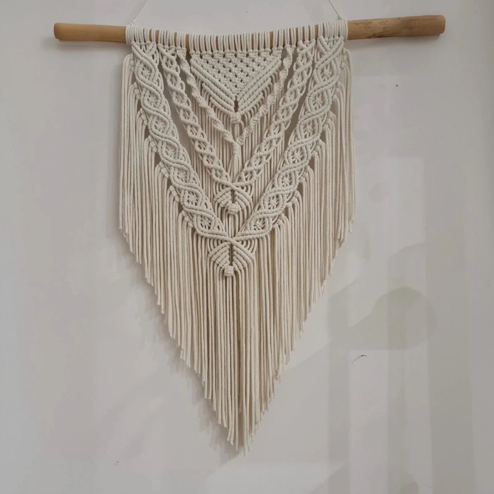 مكرمية حائط قطن وخشب طبيعي، 60*80 سم