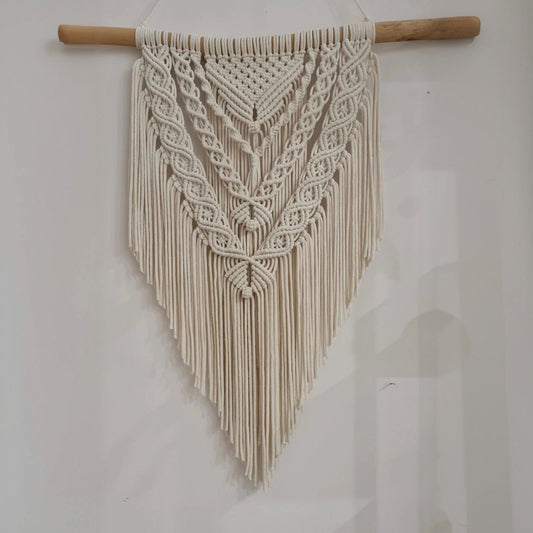 مكرمية حائط قطن وخشب طبيعي، 60*80 سم