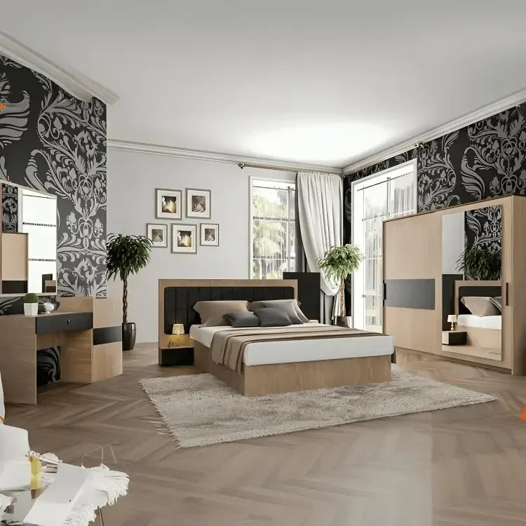 غرفة نوم كاملة، خشب ام دي اف - 4 قطع