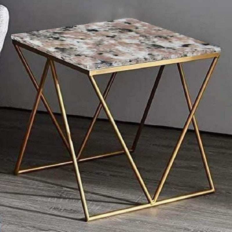ترابيزة جانبية معدن بسطح جرانيت، 40*40*50 سم