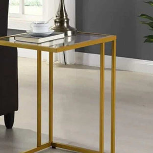 ترابيزة جانبية بإطار ذهبي وسطح زجاجي بمقاسات 40*45*50 سم لتزيين الغرف والأركان