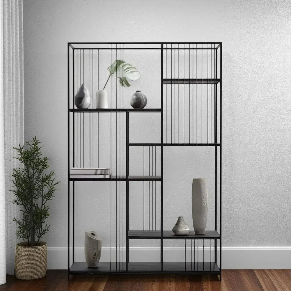 وحدة أرفف ستيل و ام دي اف، 120*30*180 سم 