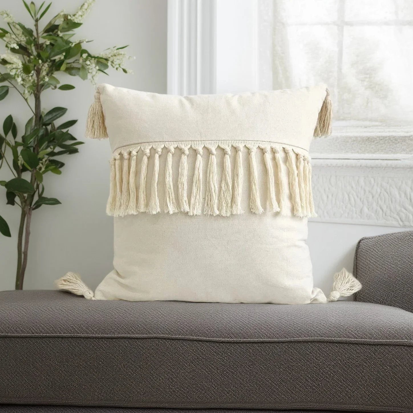 كوشن مكرمية قطن، 40*40 سم