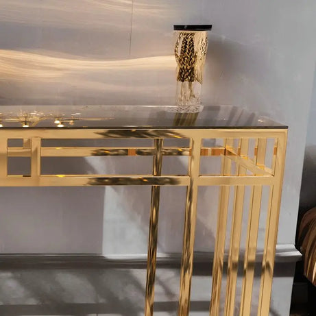 كونسول ستيل بسطح زجاج، 120*40*90 سم