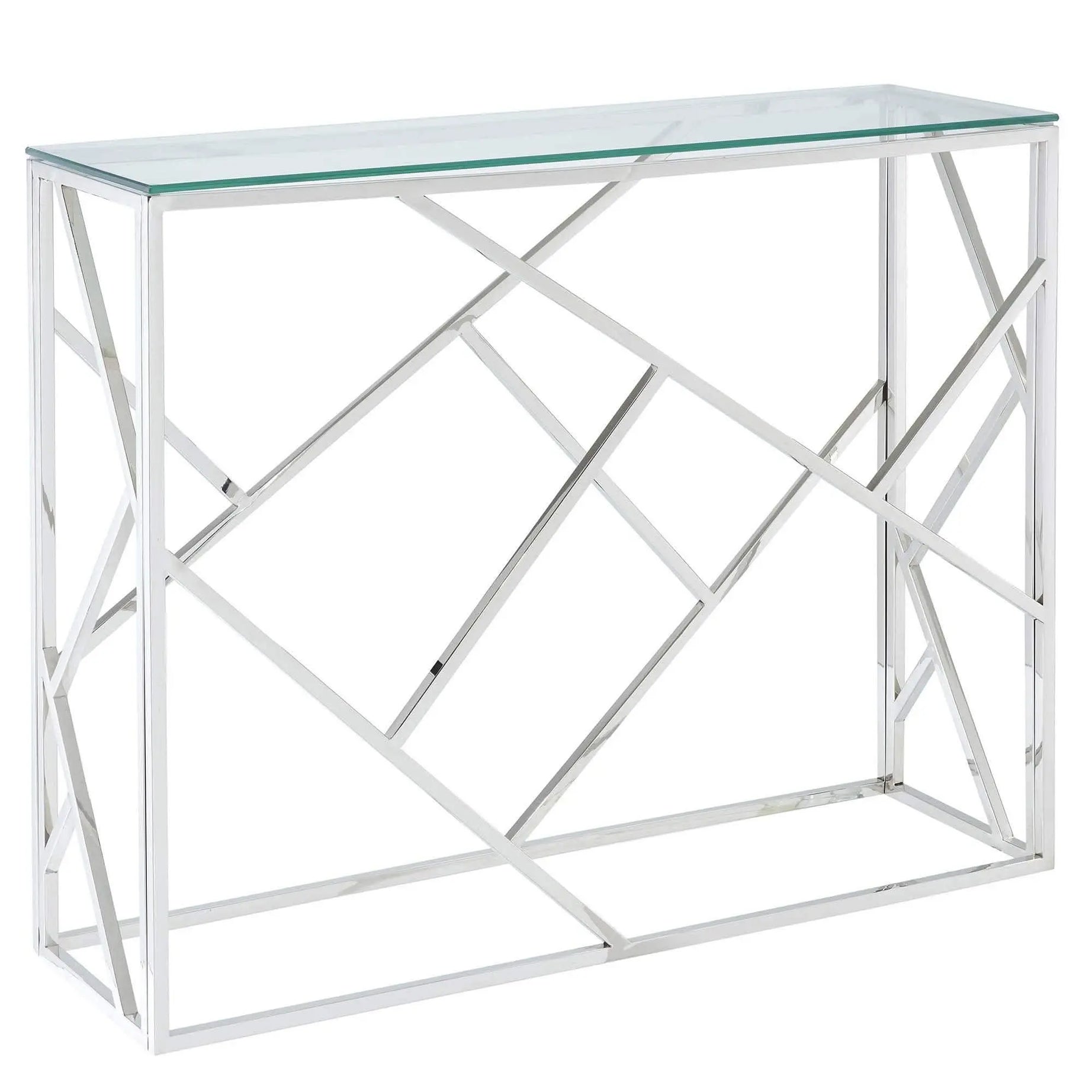كونسول ستيل بسطح زجاجي، 120*40*90 سم