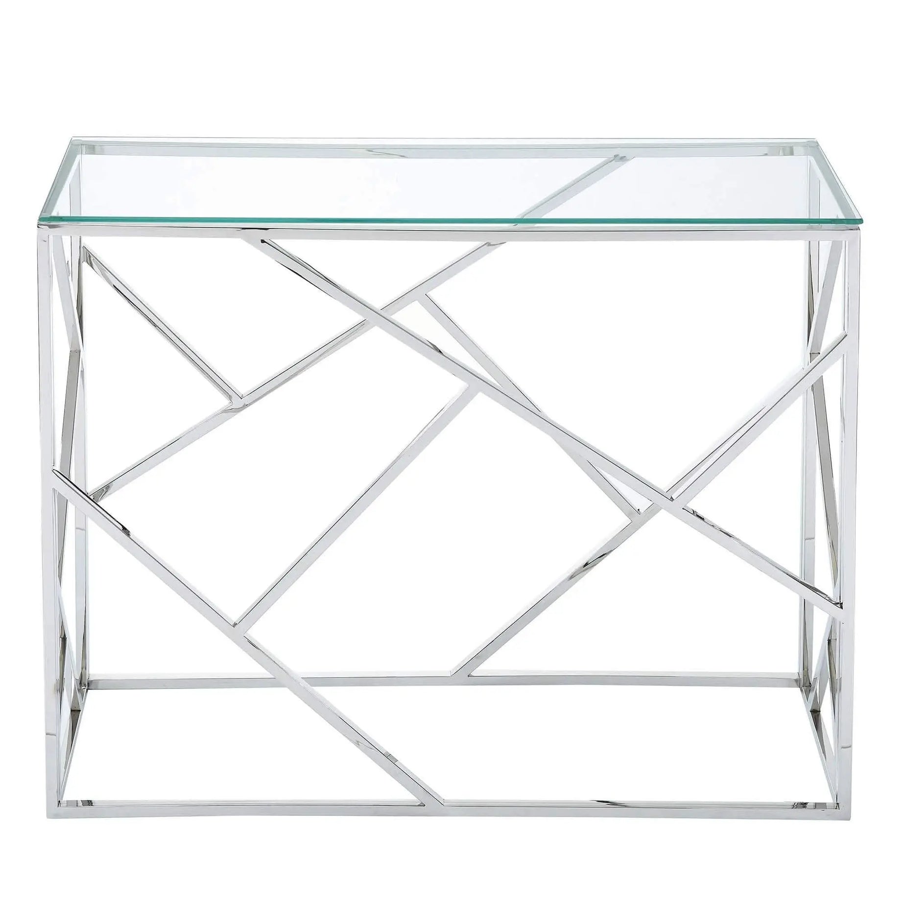 كونسول ستيل بسطح زجاجي، 120*40*90 سم