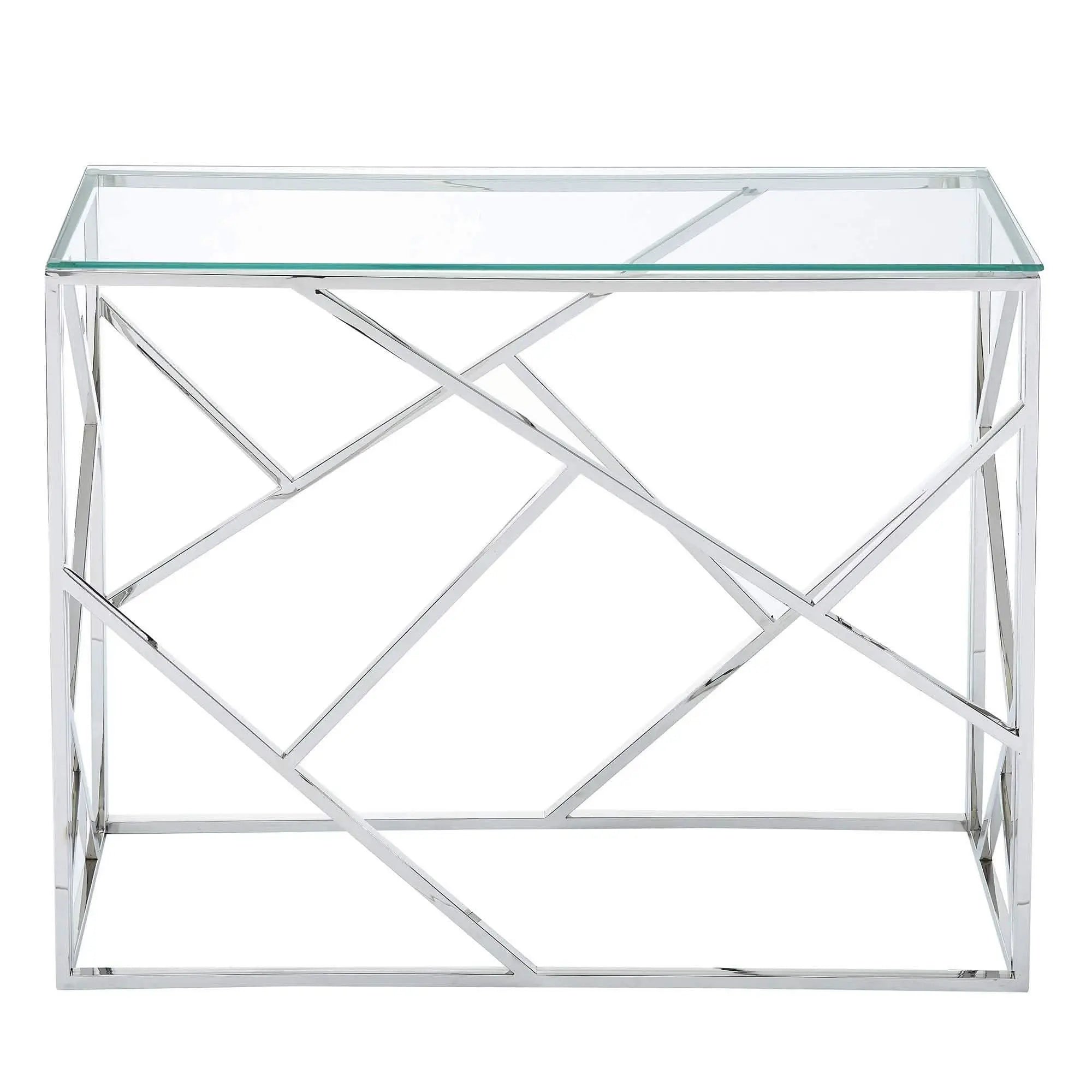 كونسول ستيل بسطح زجاجي، 120*40*90 سم