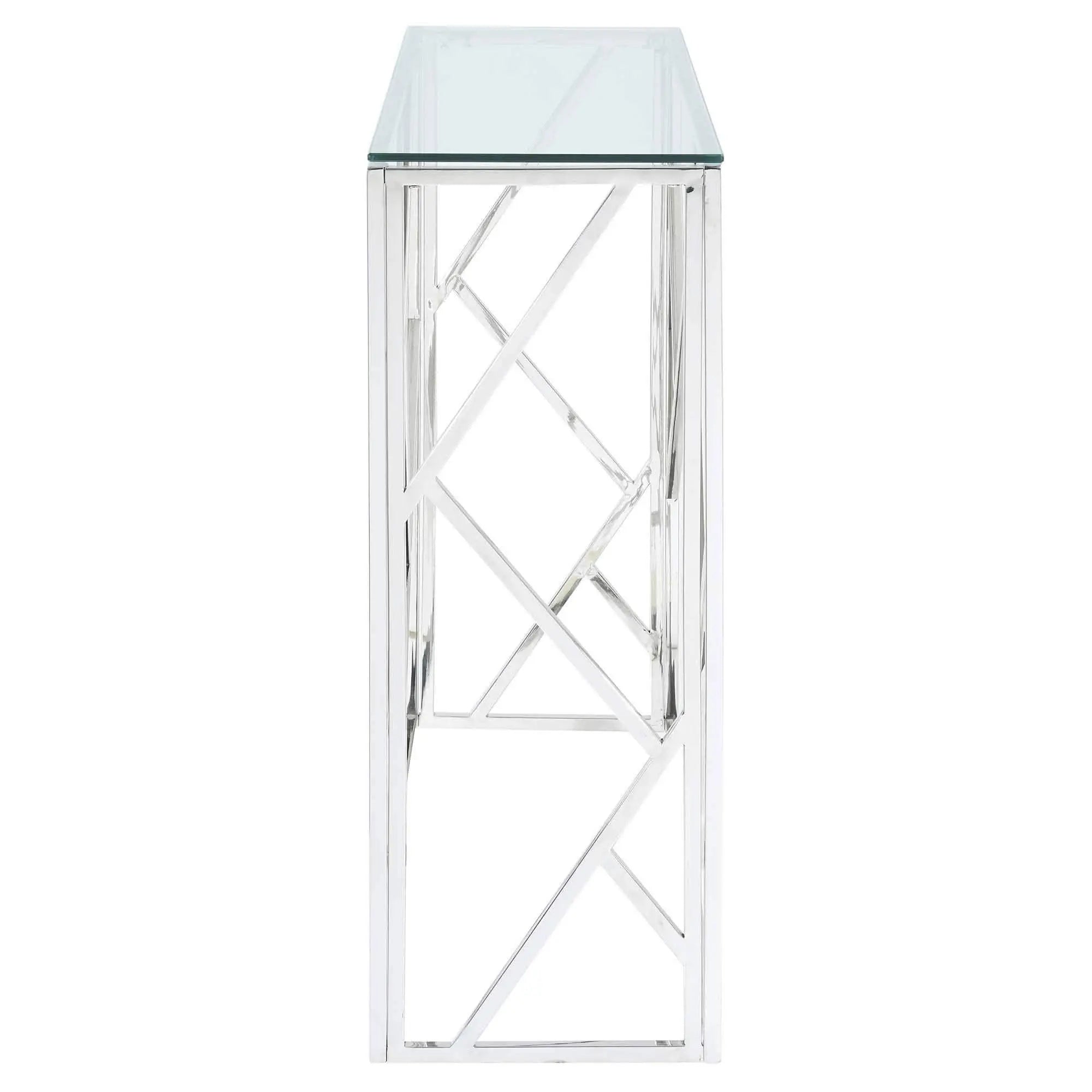 كونسول ستيل بسطح زجاجي، 120*40*90 سم