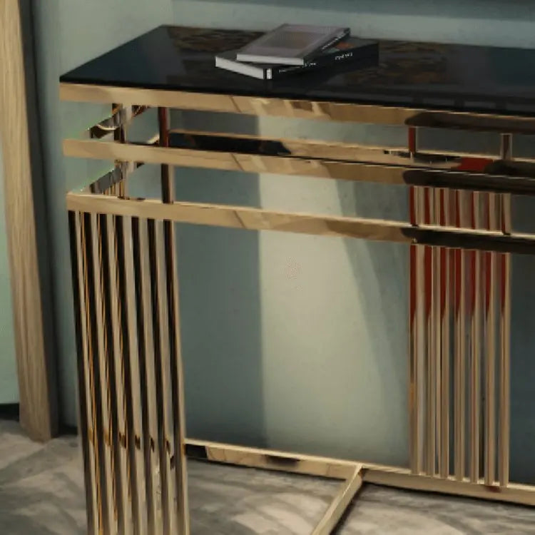 كونسول ستيل بسطح زجاج، 120*40*90 سم