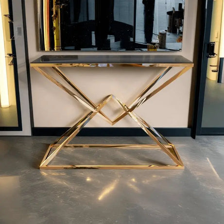 كونسول ستيل بسطح زجاج، 120*40*90 سم