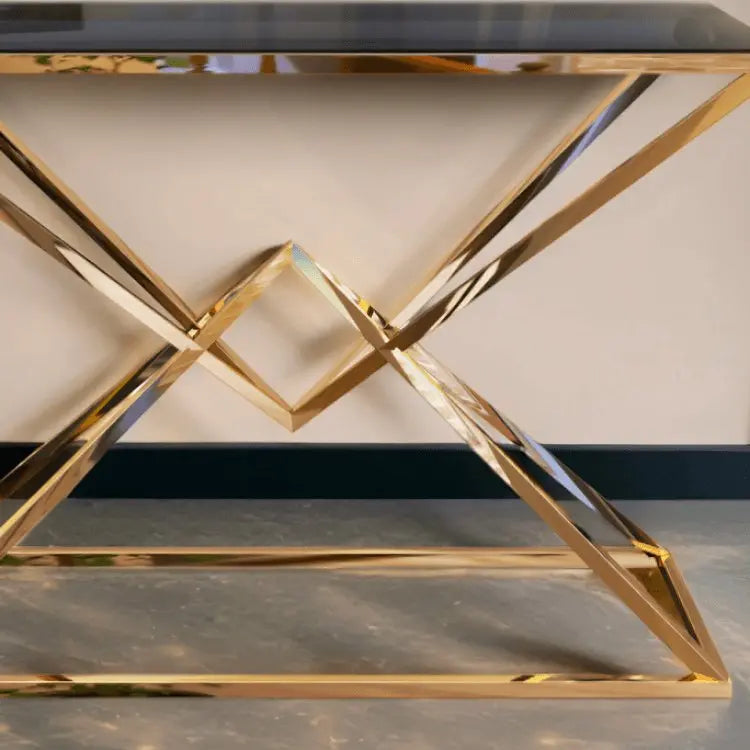 كونسول ستيل بسطح زجاج، 120*40*90 سم