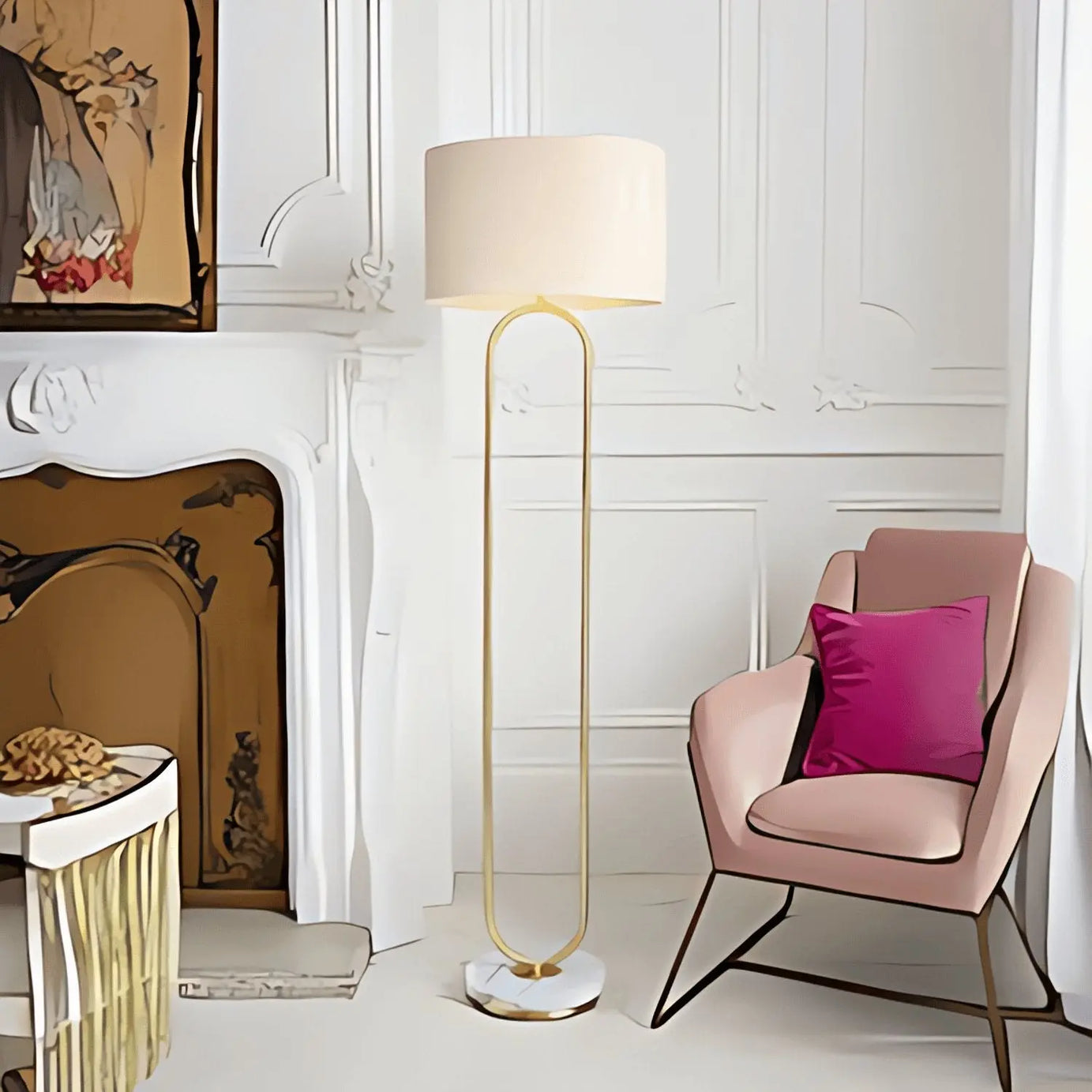 أباجورة أرضية معدن و رخام، 40*150 سم