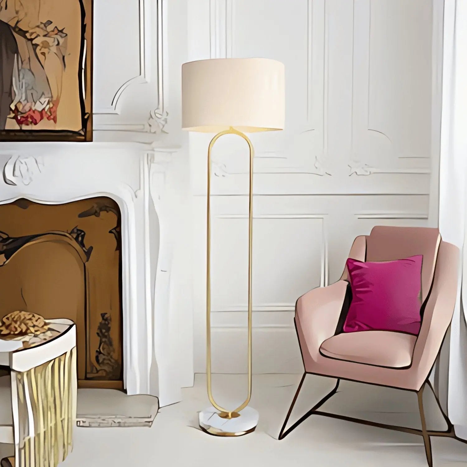 أباجورة أرضية معدن و رخام، 40*150 سم