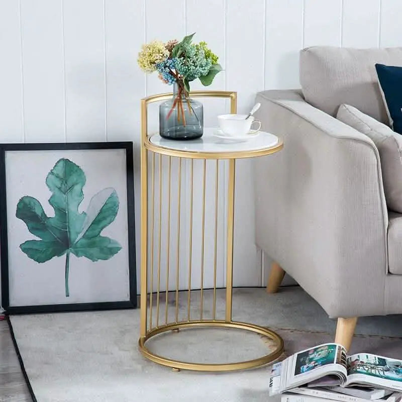 ترابيزة جانبية معدن بسطح رخام، 40*40*50 سم