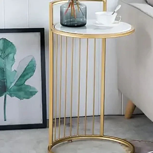 ترابيزة جانبية معدن بسطح رخام، 40*40*50 سم
