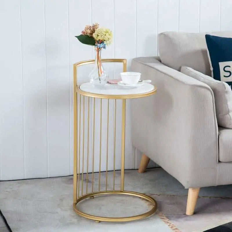 ترابيزة جانبية معدن بسطح رخام، 40*40*50 سم