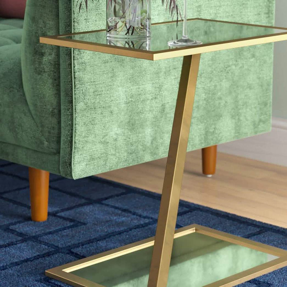 ترابيزة جانبية معدن بسطح زجاج، 40*40*50 سم