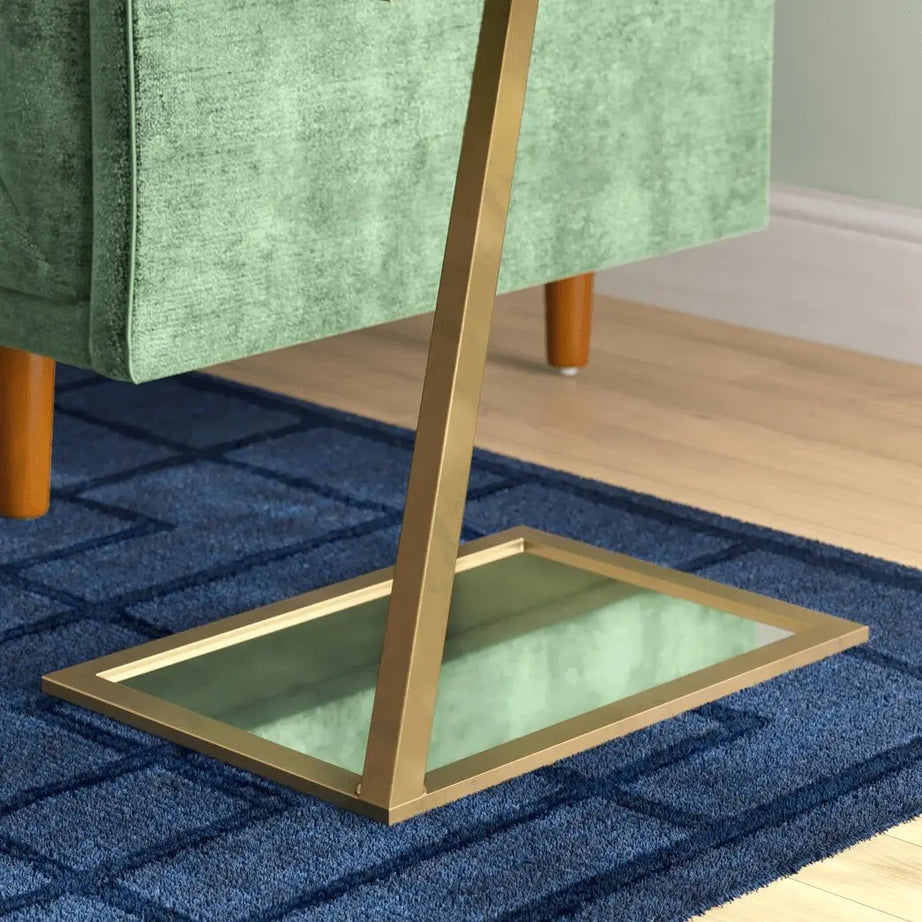 ترابيزة جانبية معدن بسطح زجاج، 40*40*50 سم