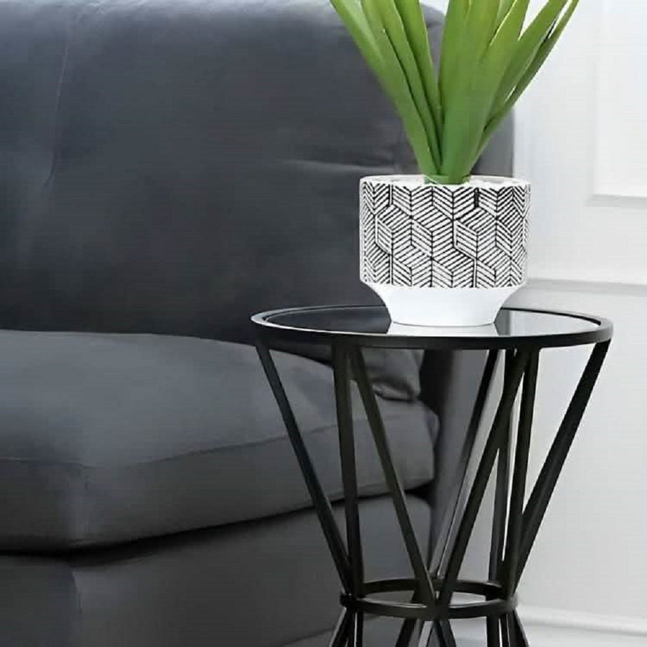 ترابيزة جانبية معدن بسطح زجاج، 40*40*50 سم