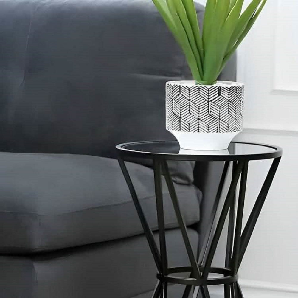 ترابيزة جانبية معدن بسطح زجاج، 40*40*50 سم