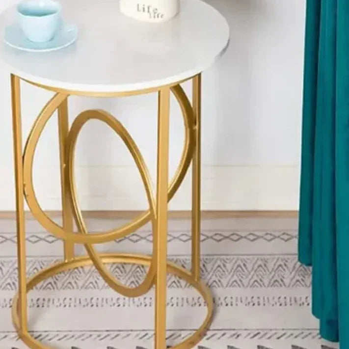 ترابيزة جانبية ستيل بسطح رخام، 40*40*50 سم