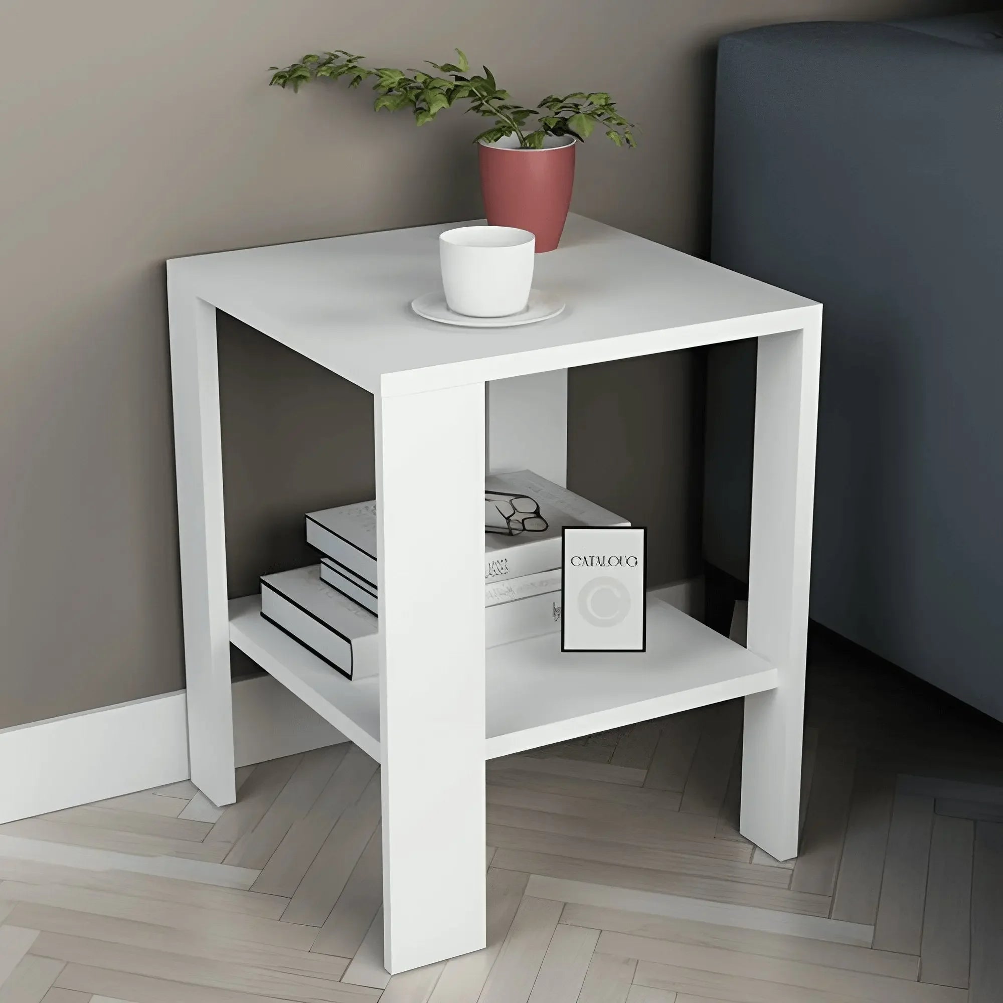 ترابيزة جانبية ام دي اف، 40*40*50 سم - أبيض