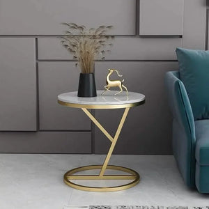 ترابيزة جانبية معدن بسطح رخام، 40*40*55 سم