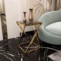 ترابيزة جانبية ستيل بسطح زجاج، 40*40*60 سم