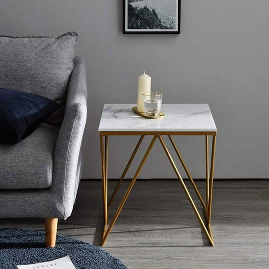 ترابيزة جانبية معدن بسطح رخام، 40*40*60 سم