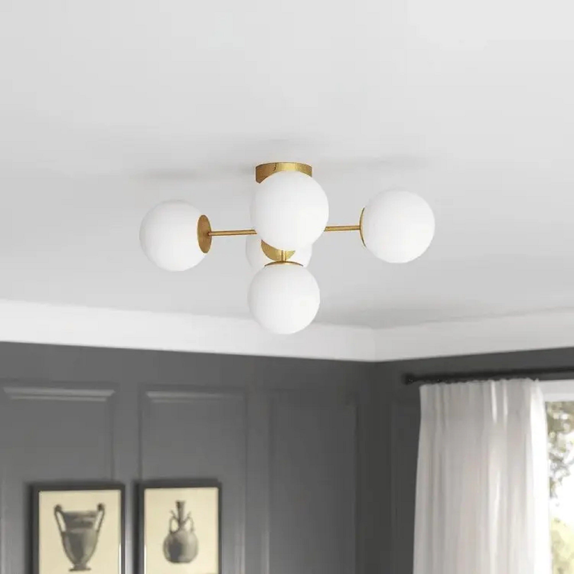 نجفة معدن و زجاج، 70*40 سم