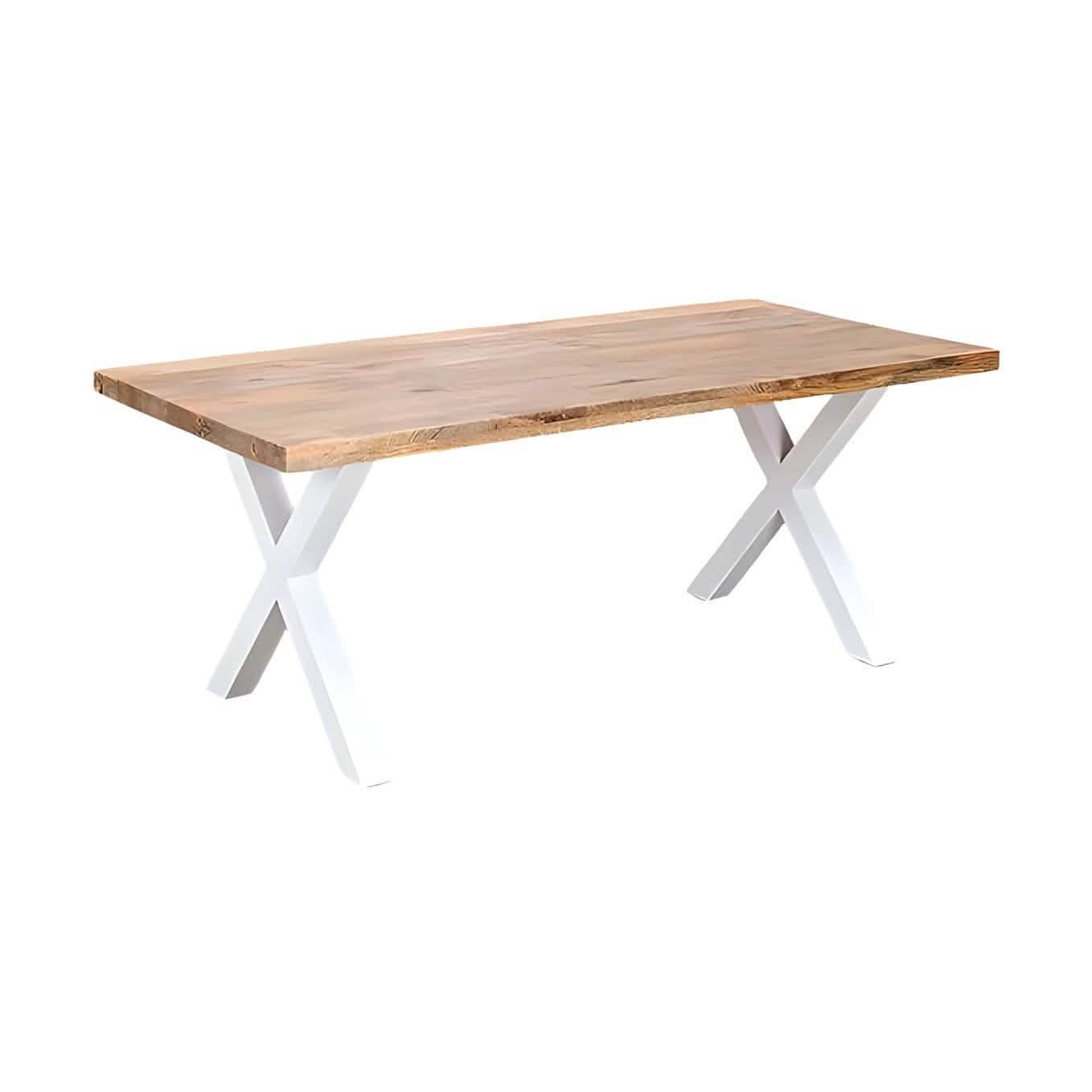 ترابيزة سفرة ابيض وبيج 80*180*80 سم - ROW10 Iron Wood