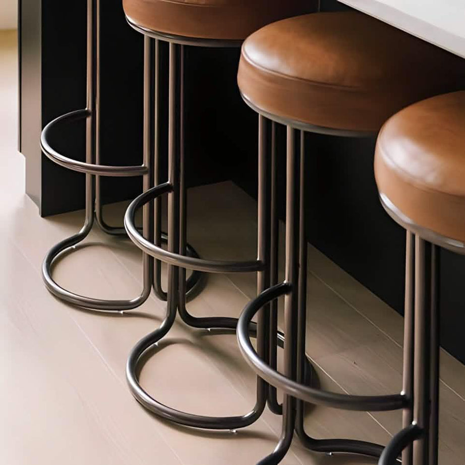 كرسي بار ستيل و جلد، 40*40*70 سم