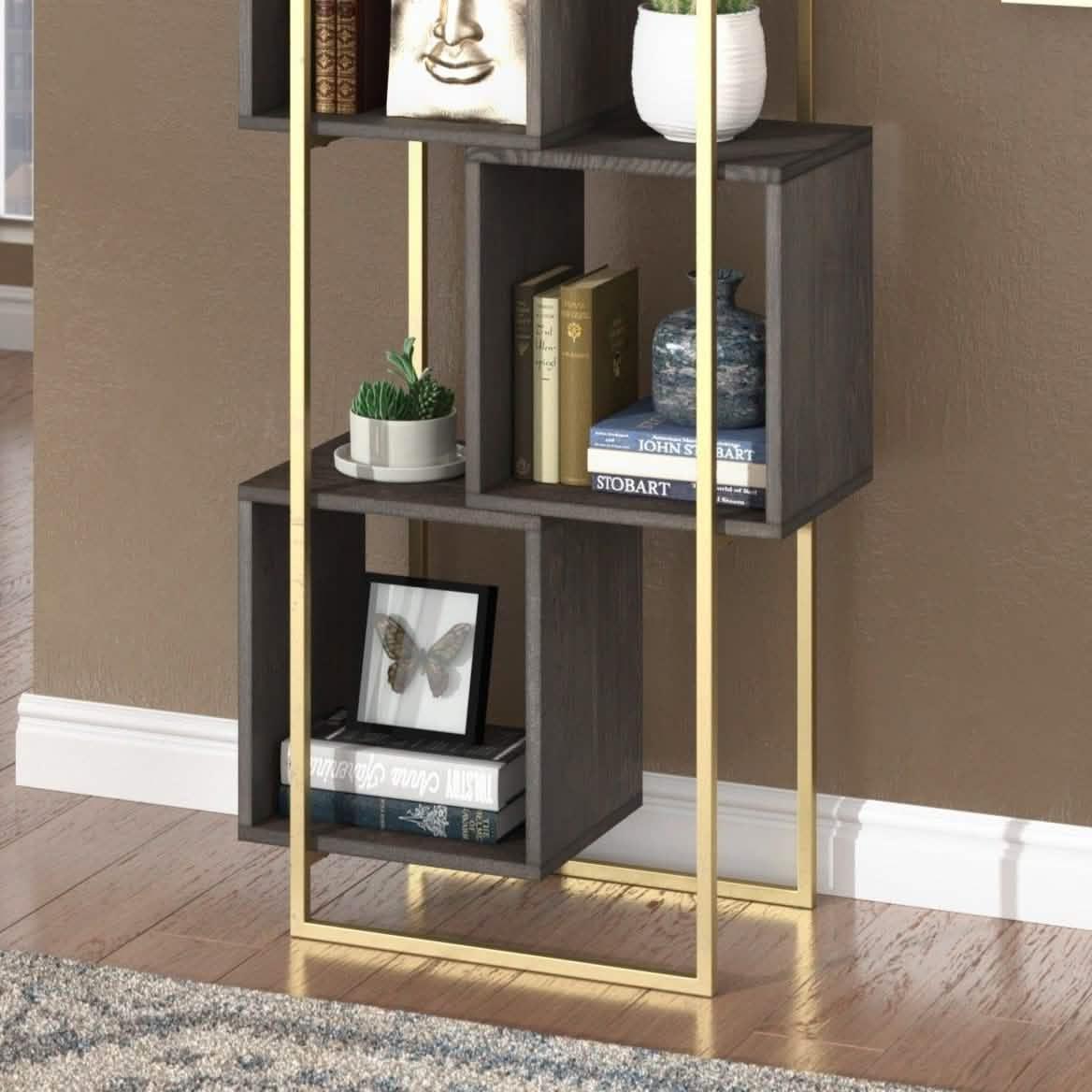 وحدة أرفف ستيل و ام دي اف، 60*30*180 سم