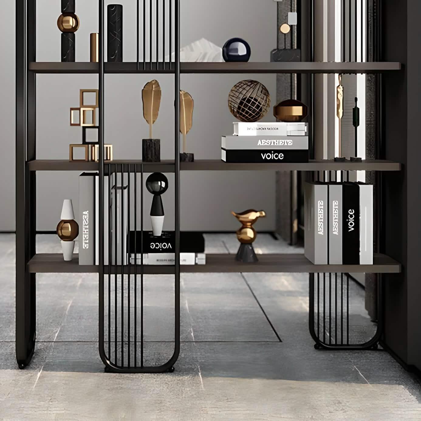 وحدة أرفف ستيل وام دي اف، 120*30*200 سم 