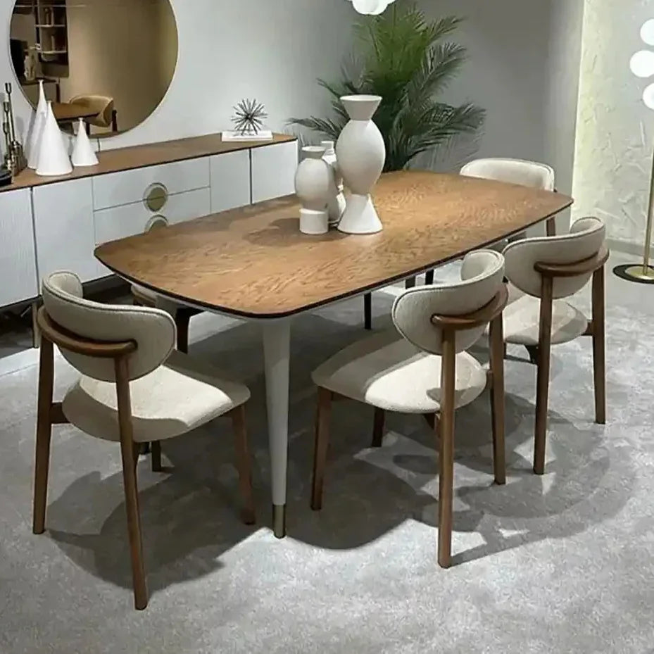 طقم سفرة خشب زان و كونتر، 7 قطع