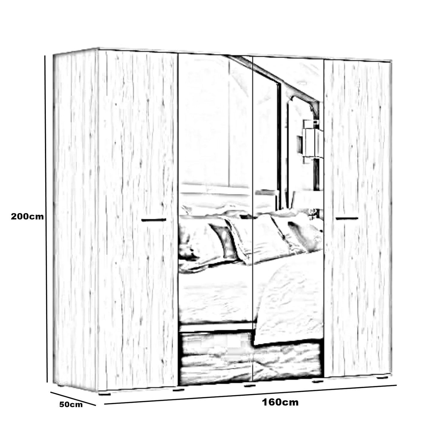 غرفة نوم كاملة، خشب ام دي اف - 5 قطع