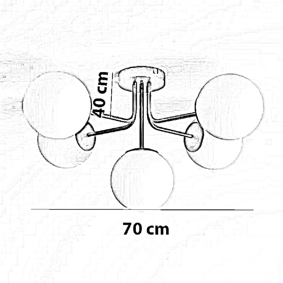 نجفة معدن و زجاج، 70*40 سم