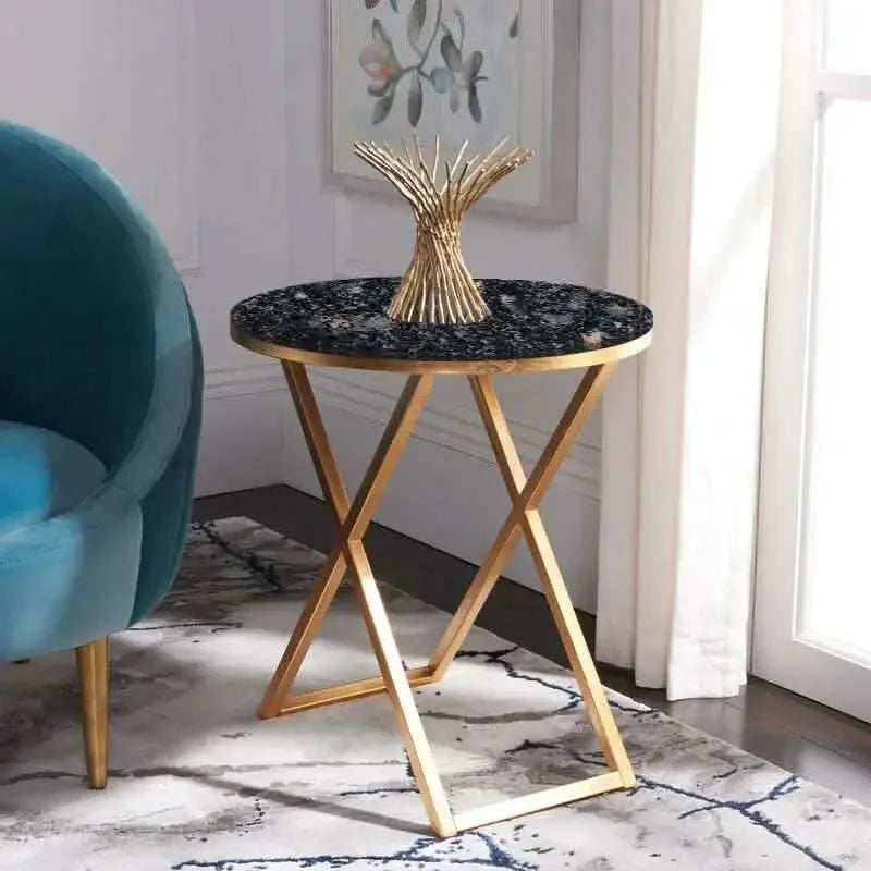 ترابيزة جانبية معدن بسطح رخام، 45*50 سم