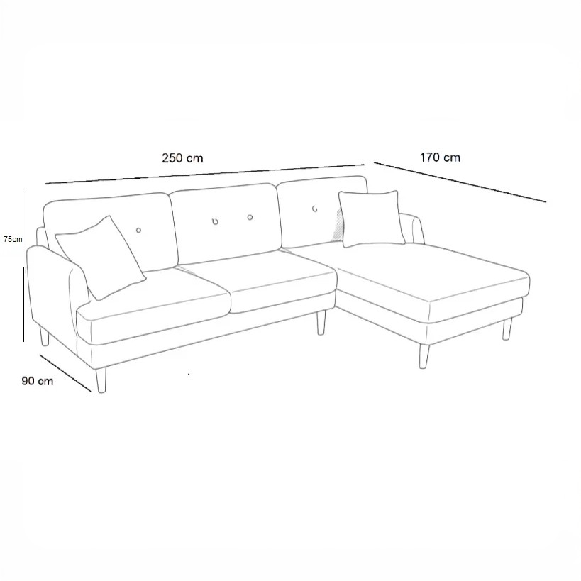 ركنة خشب زان، 250*170*75 سم