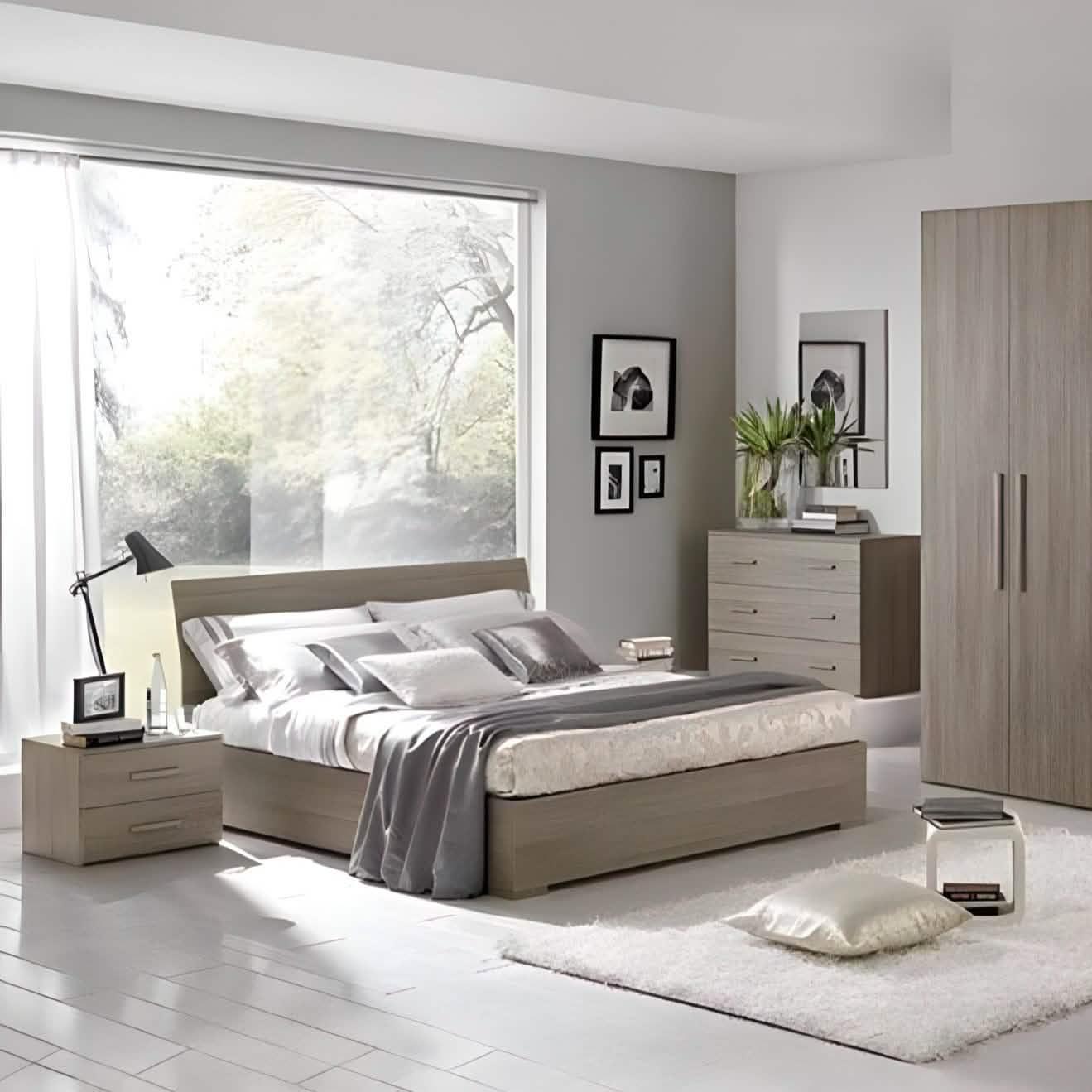 غرفة نوم كاملة، خشب ام دي اف - 5 قطع