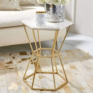 ترابيزة جانبية ستيل بسطح رخام، 45*45*50 سم