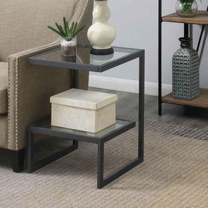 ترابيزة جانبية ستيل بسطح زجاج، 45*45*50 سم