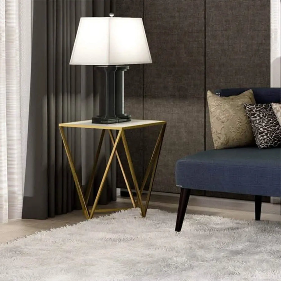 ترابيزة جانبية ستيل بسطح رخام، 45*45*50 سم