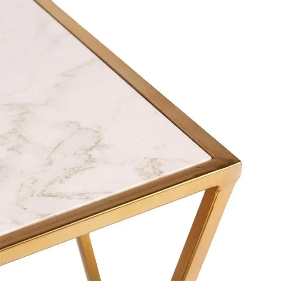 ترابيزة جانبية ستيل بسطح رخام، 45*45*50 سم